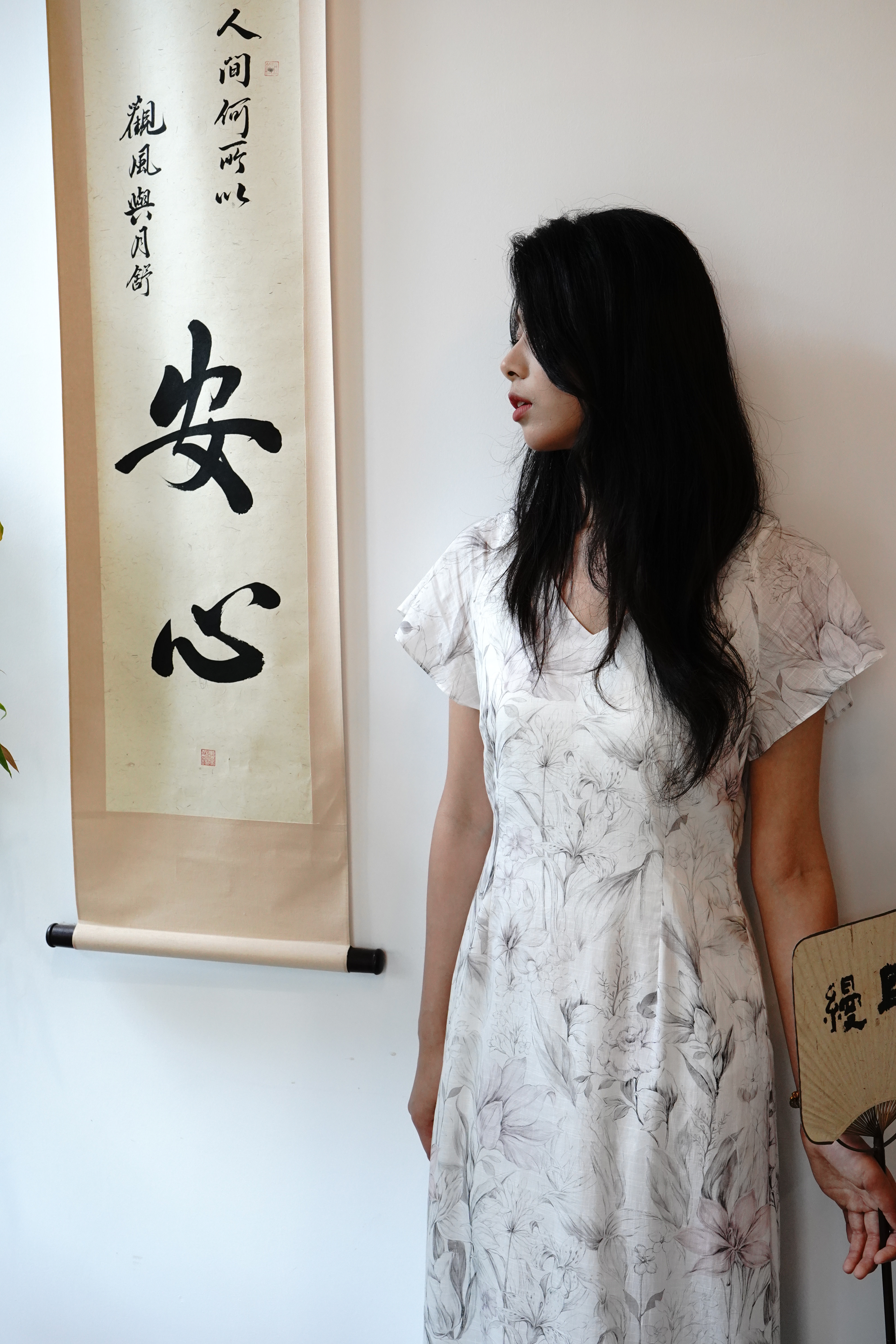 Original floral design printed long dress