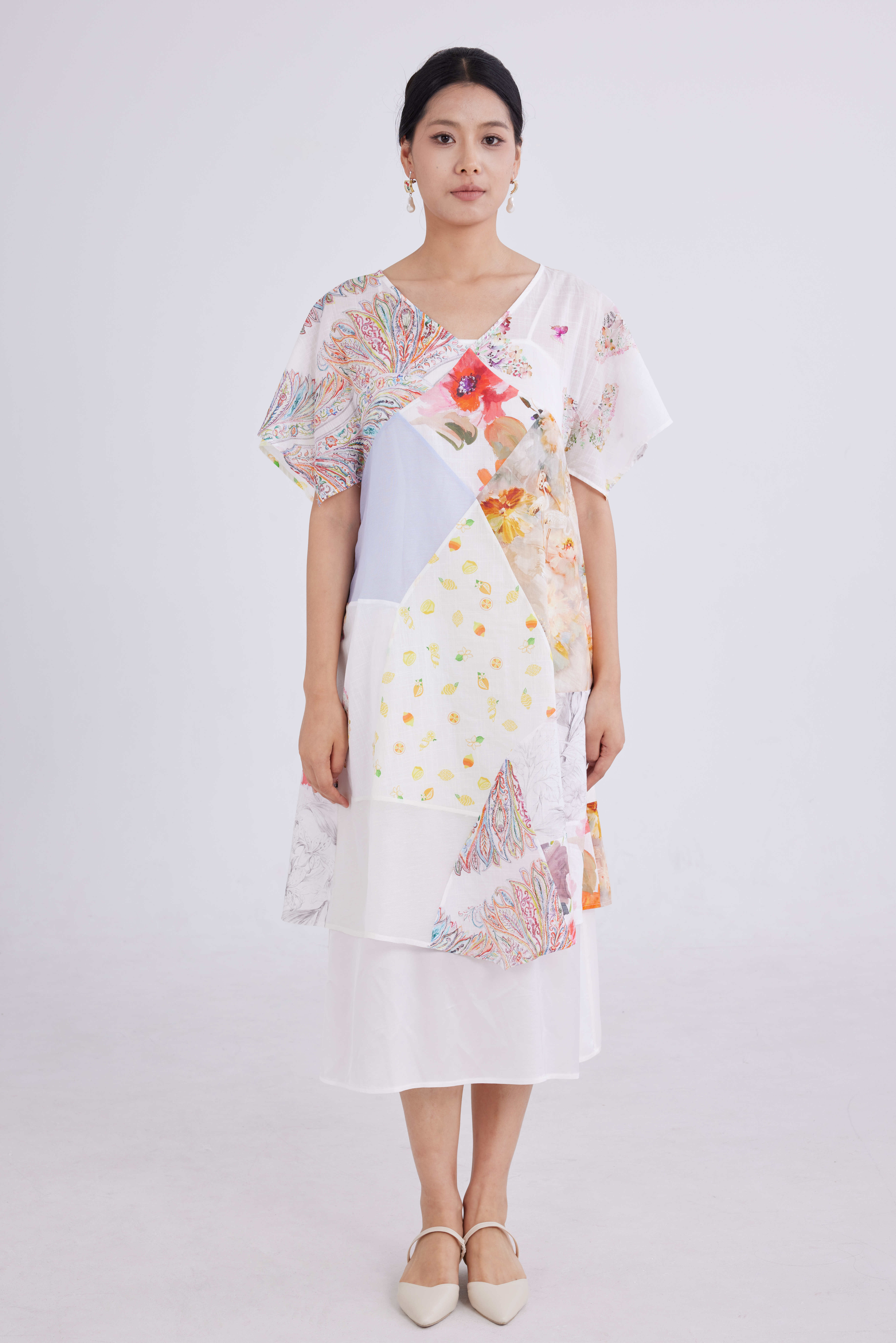 Colourblock printed dress