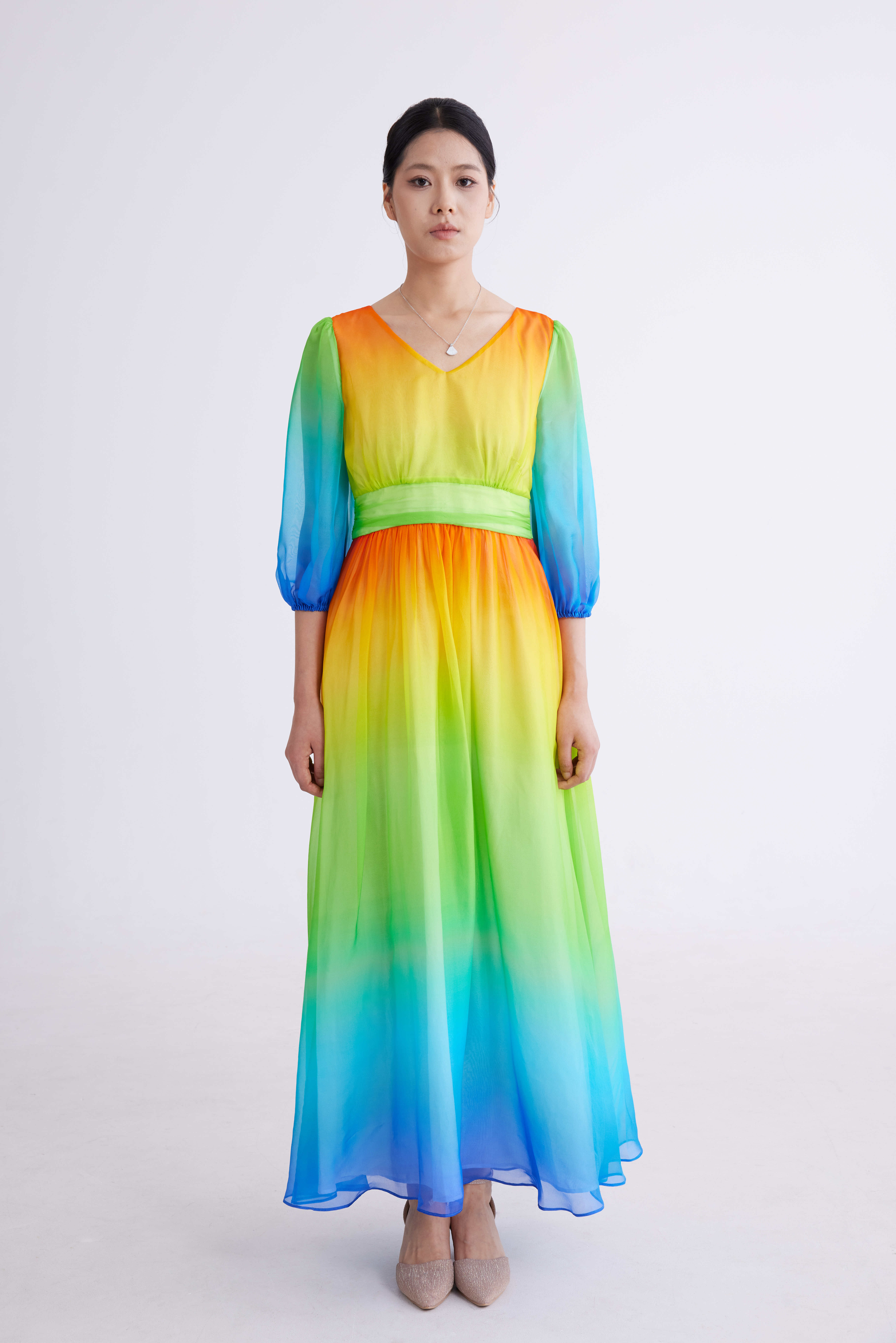 Rainbow gradient gauze skirt