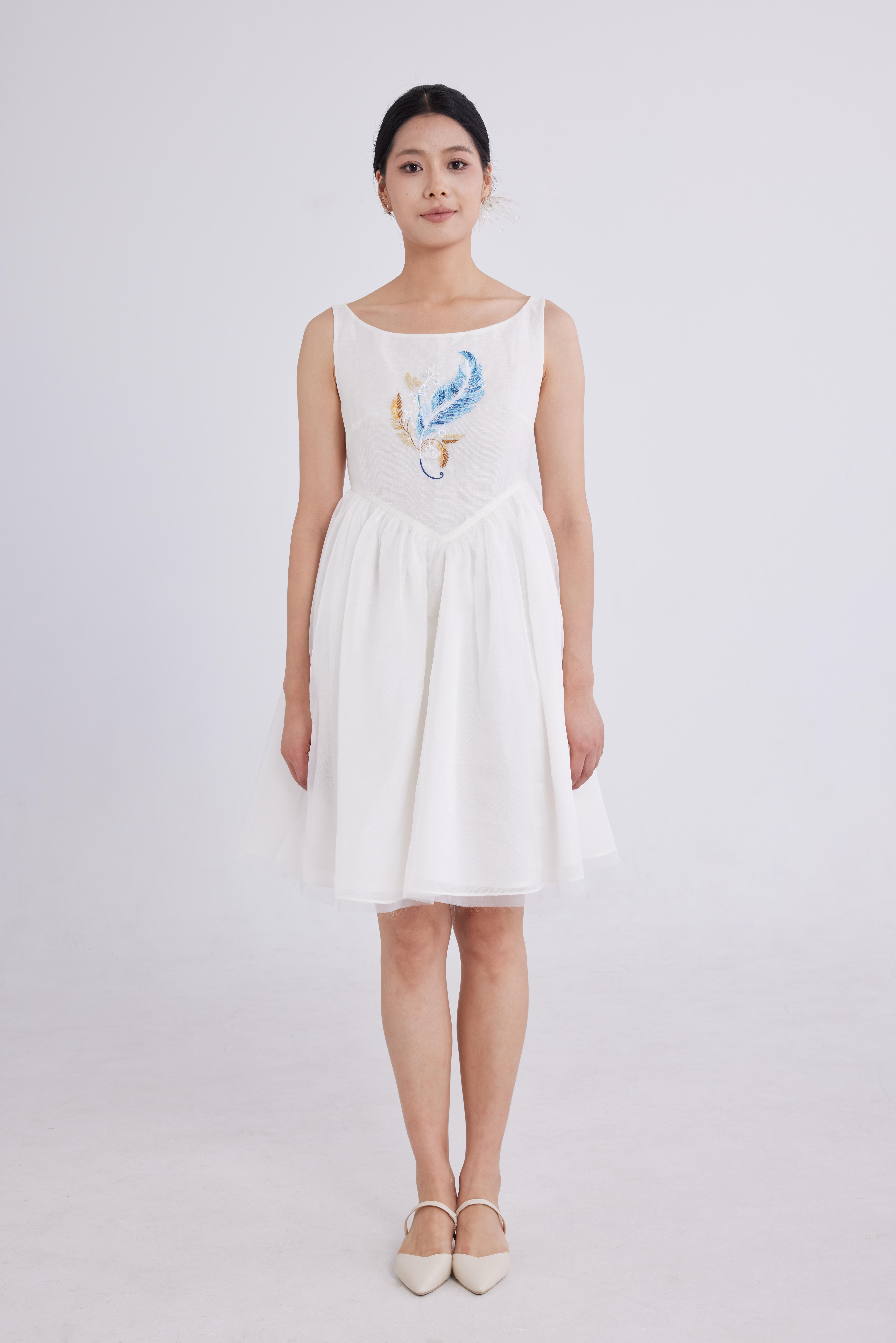 Feather embroidered dress