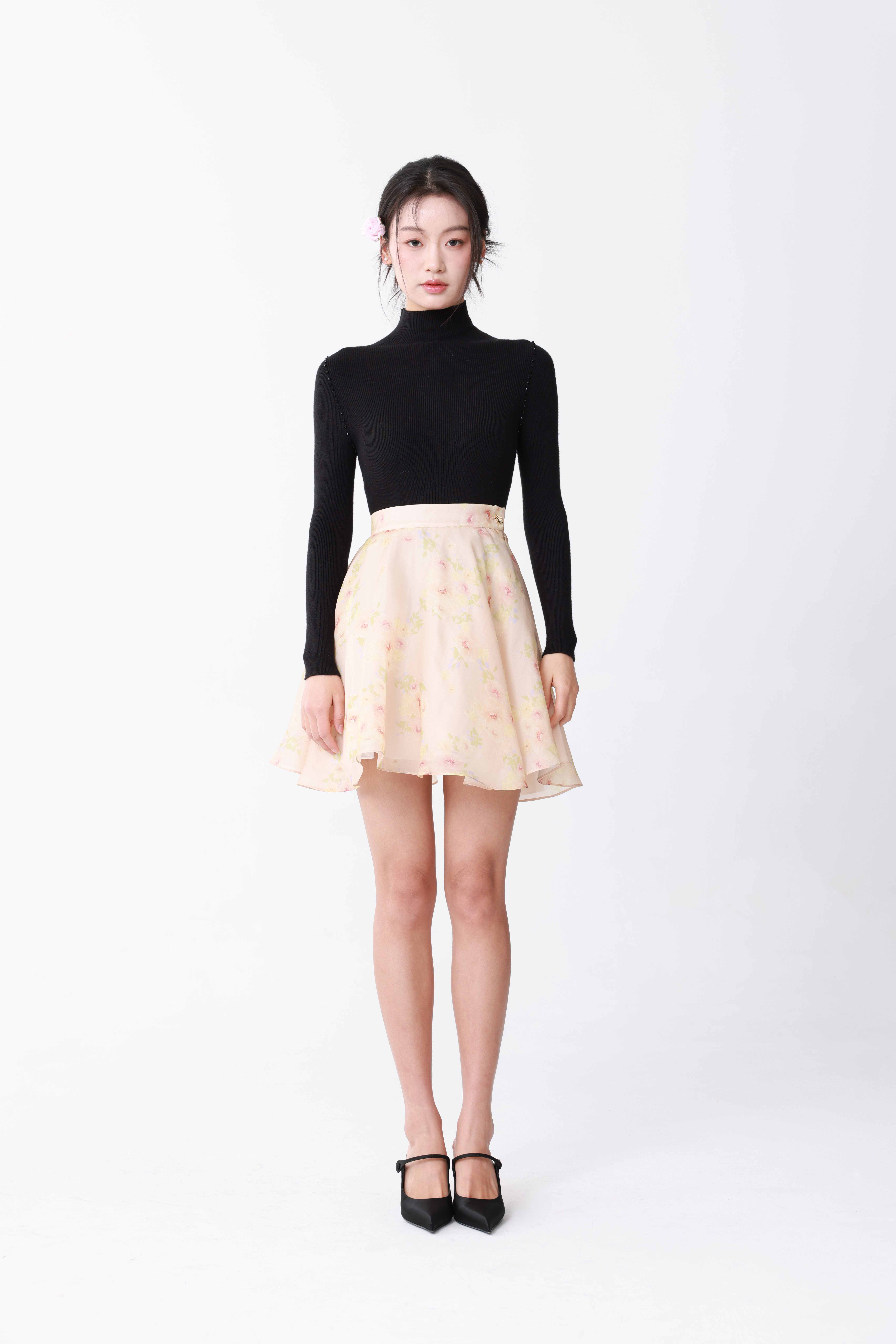 Rose printed skirt