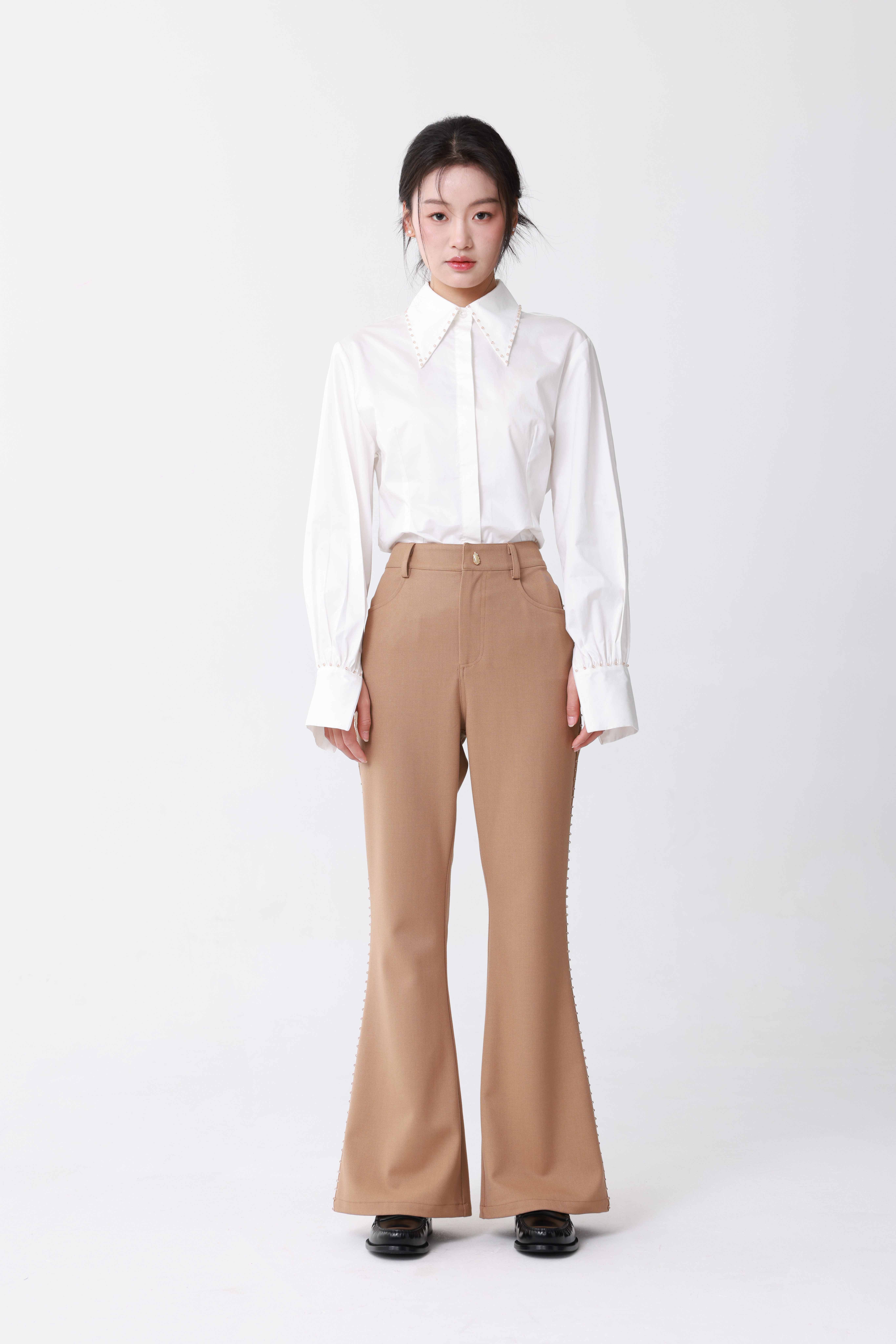 Coffee color beaded trousers