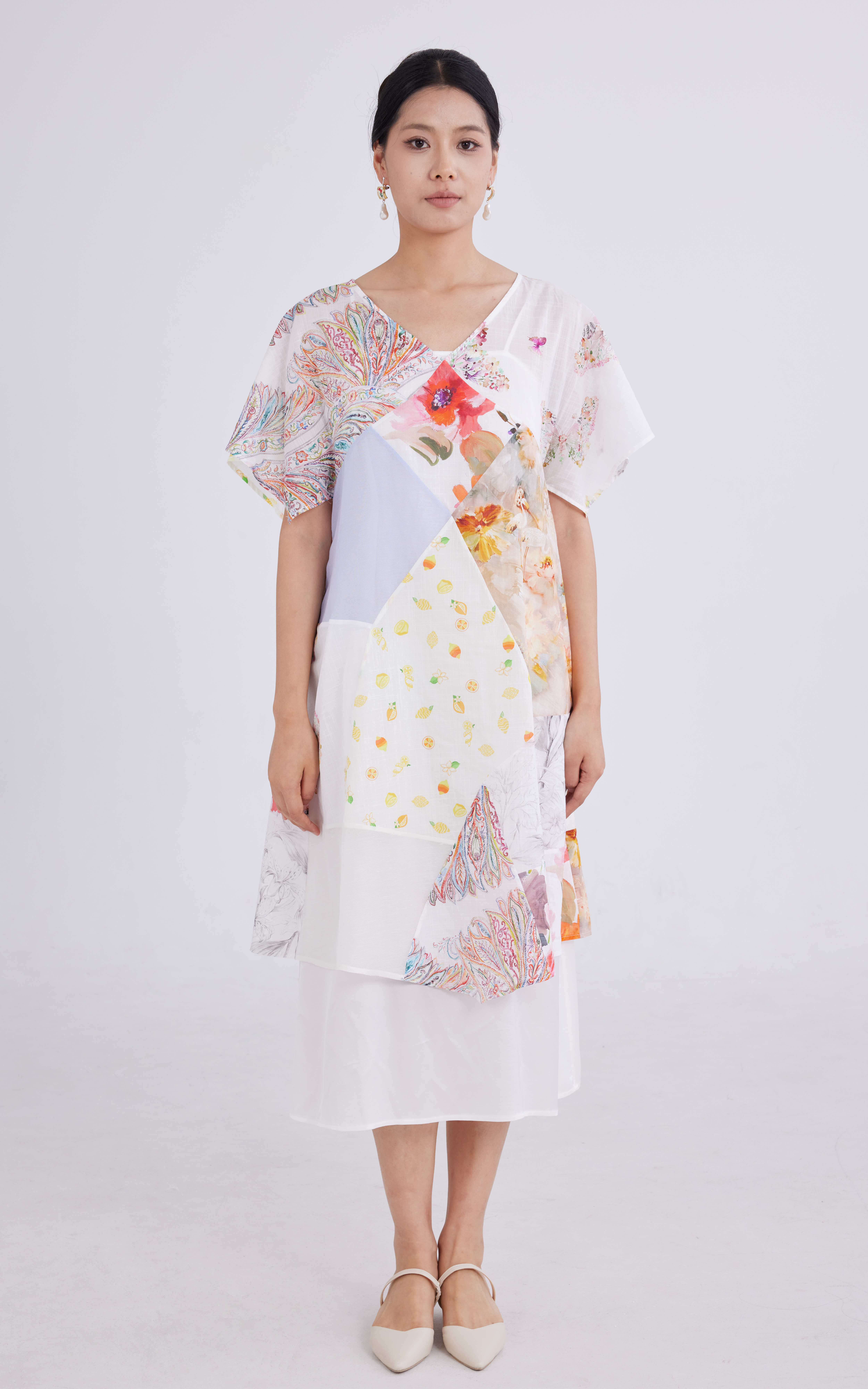 Colourblock printed dress