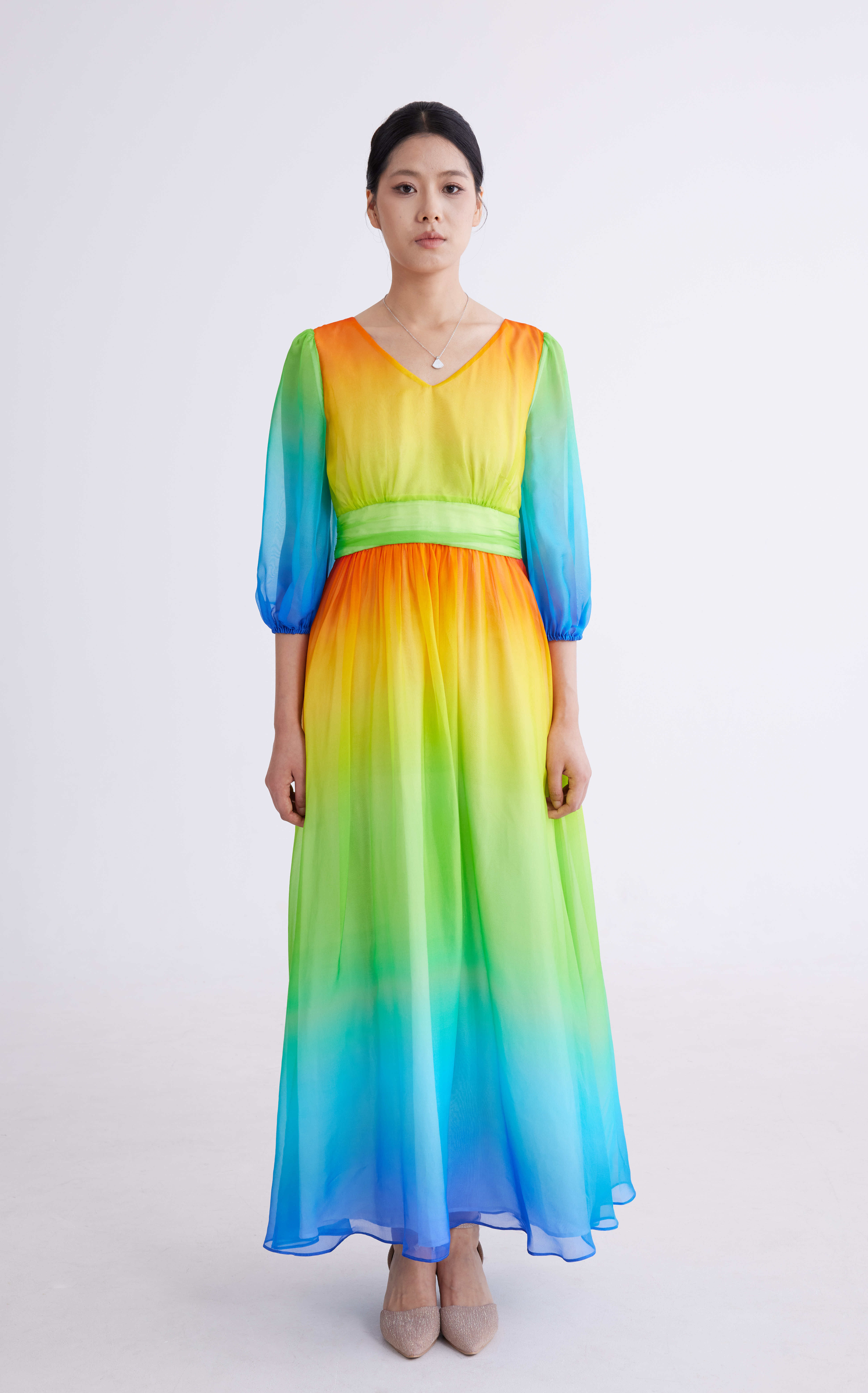 Rainbow gradient gauze skirt