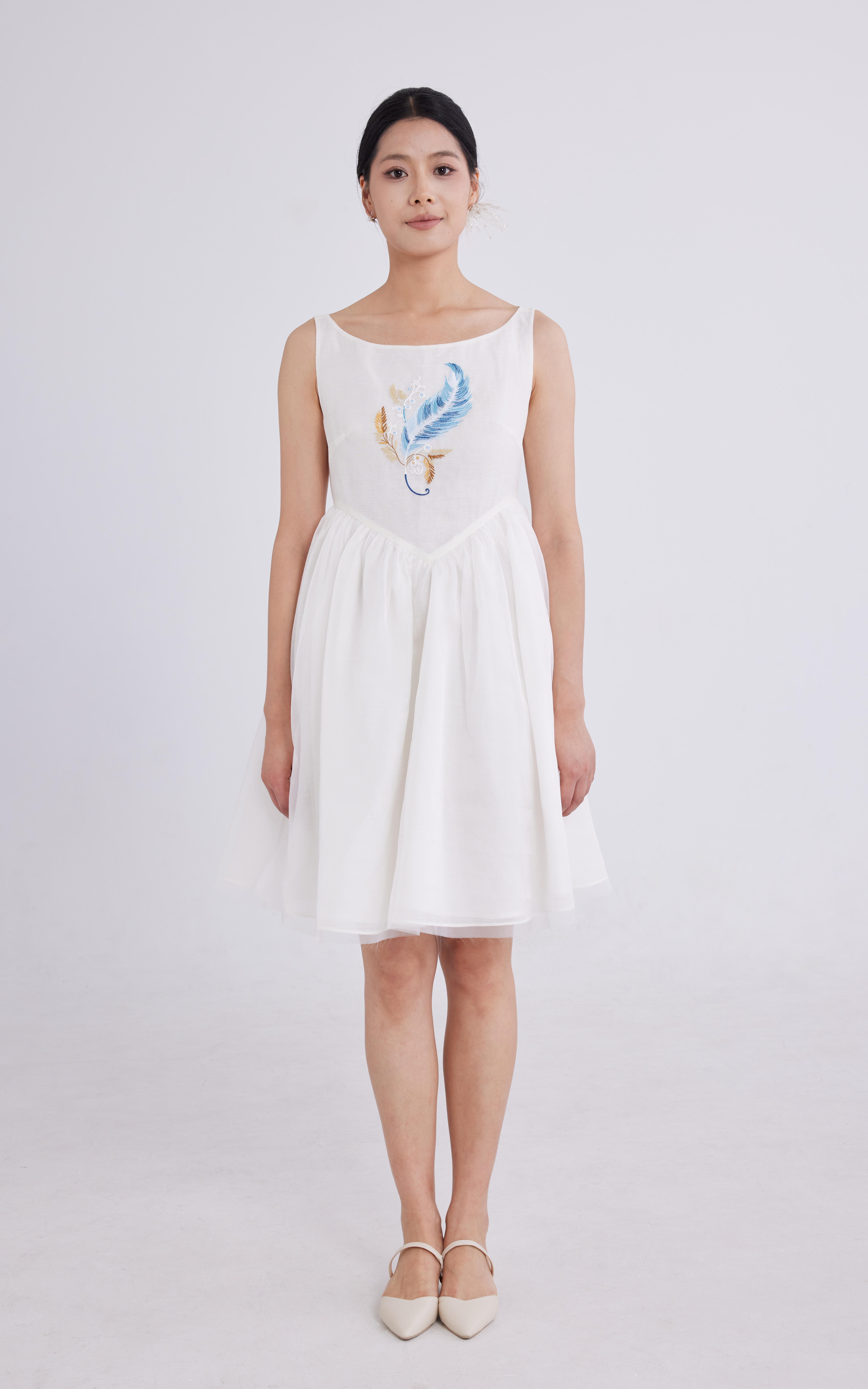 Feather embroidered dress