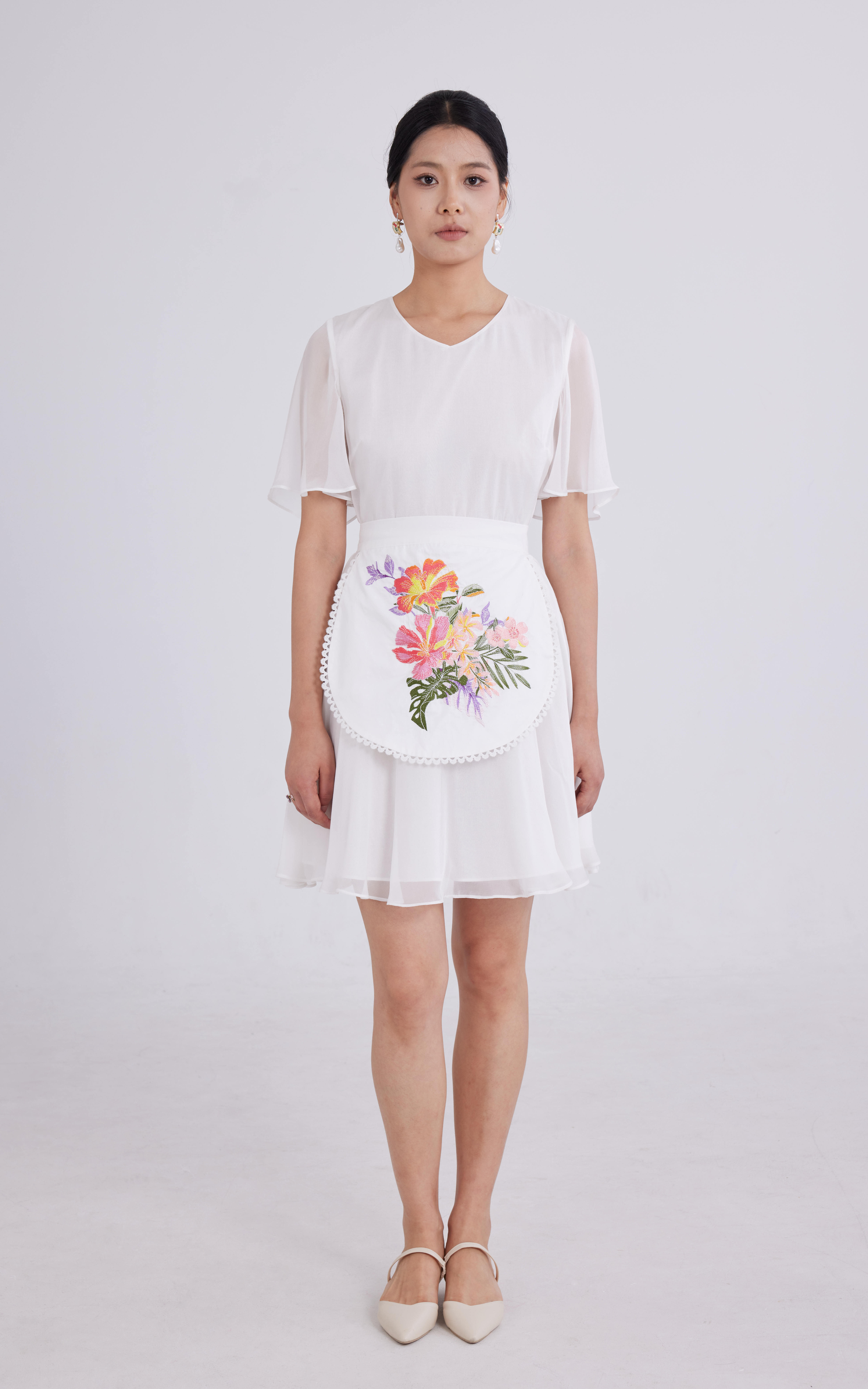 Silk embroidered dress