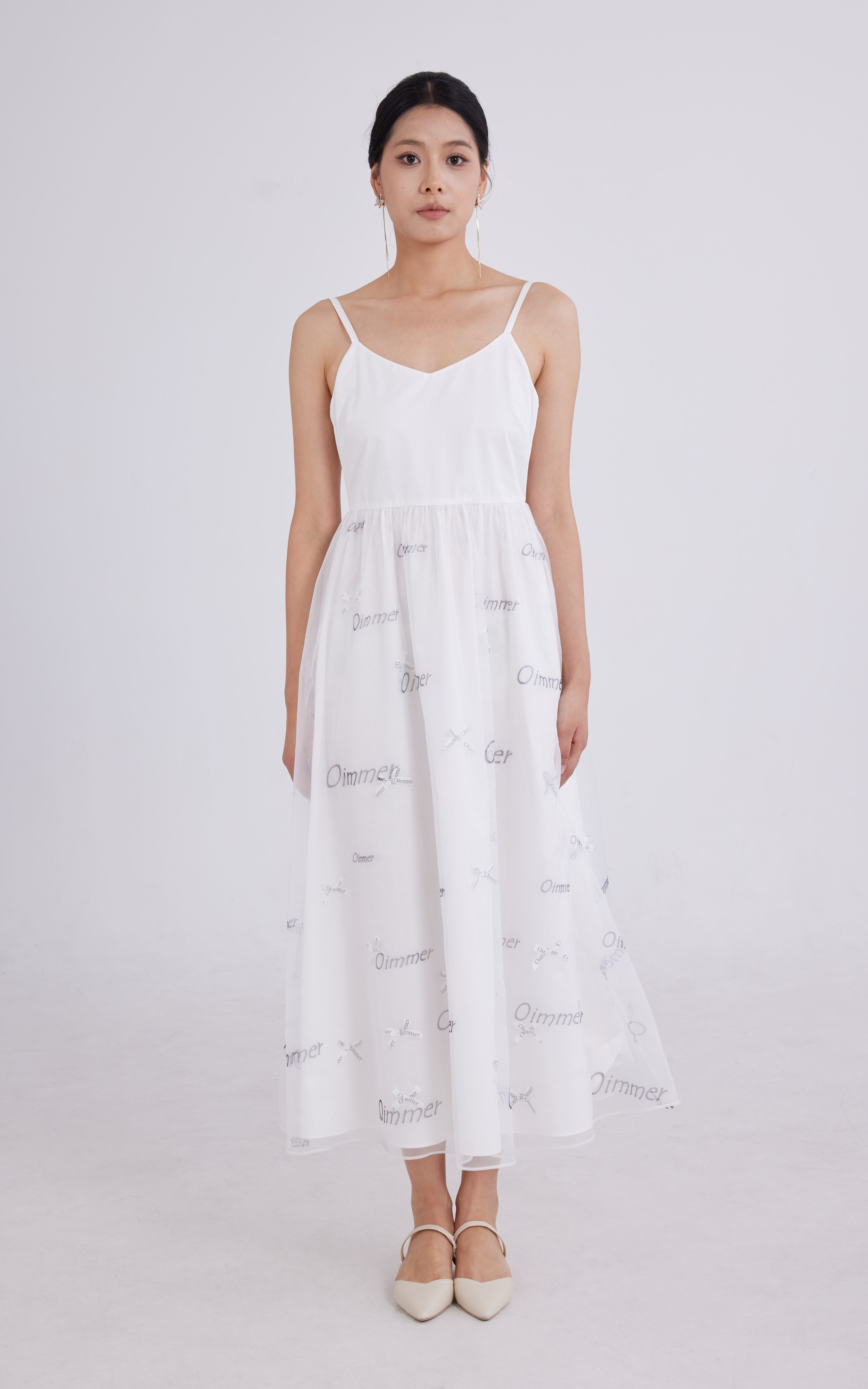Oimmer dress with bows and shoulder straps