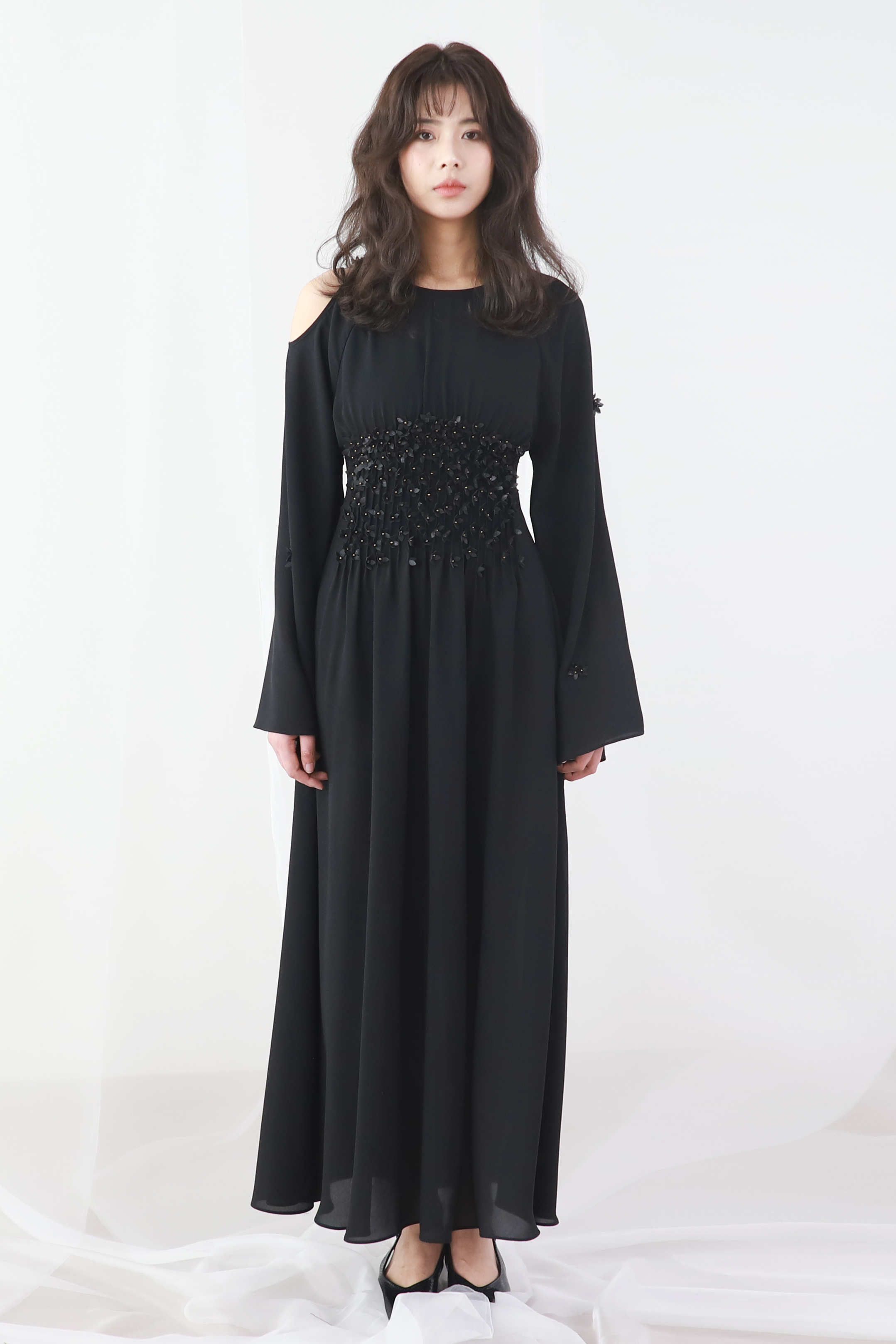 Flower waist long dress